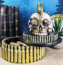 Steampunk Geared Cyborg Rifle Bullets Mohawk Skull Decorative Jewelry Box - £23.76 GBP