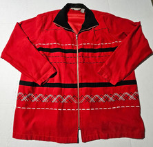 TanJay Zip Up Lightweight Jacket Womens/Ladies Size 18 Red Pattern Blazer Style - £20.94 GBP