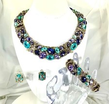 Hd Crystal Collar Necklace, Bracelet And Earring Set - £332.37 GBP
