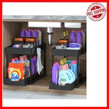 2-Pack Under Sink Organizer: Durable Dual-Tier Storage with Sliding Baskets - $38.79