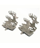 Brass Double Reindeer Stocking Holder Set Christmas Card Holders Silver ... - £19.31 GBP