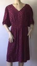 LONDON TIMES Woman Floral Print Raspberry Shade Elbow Length Dress (Size 20 W) - £15.69 GBP