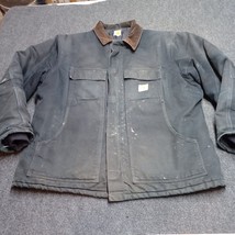 Carhartt Jacket Adult XL Black Loose Fit Firm Duck Traditional C003 BLK Distress - £91.97 GBP