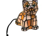 Tiffany Style Stained Glass Bobble Head Cat Kitty Night Light Lamp w/ Gr... - $158.95