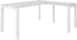 Contemporary Glass L-Shaped Home Office Desk, White, By Signature Design By - £245.79 GBP