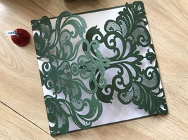 50pcs Paper Blackish Green laser cut wedding invitations cards,Birthday ... - £46.55 GBP