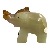 Vintage Onyx Stone Hand Carved Elephant Figurine Statue 2&quot; Trunks Up Good Luck - £14.98 GBP