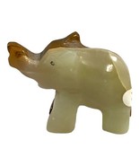 Vintage Onyx Stone Hand Carved Elephant Figurine Statue 2&quot; Trunks Up Goo... - £14.69 GBP