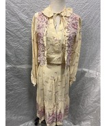 Rare 3pc Vest Blouse &amp; Maxi Skirt Set, Vintage 70s Women&#39;s Size 5/6, Pur... - £58.83 GBP
