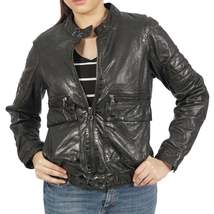 Boston Harbour Kiera Washed Vintage Real Leather Biker Style Jacket for Women - £97.27 GBP