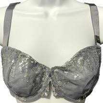 Victoria’s Secret Very Sexy Bra Silver Shimmer Gray Mesh Unlined Balconet 34DD - £21.55 GBP