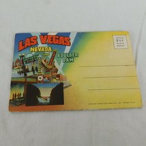 1939 Linen Style Souvenir Postcard Folder Las Vegas Nevada Boulder Dam Fremont - £15.41 GBP