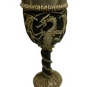 Medieval Dragon Skeleton Ossuary Chalace 7.25 in Black Cream Wine Glass - £12.08 GBP