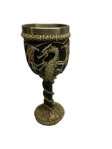 Medieval Dragon Skeleton Ossuary Chalace 7.25 in Black Cream Wine Glass - £11.82 GBP