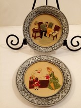 Vintage Sebastian Mini Pewter Collector Plates &quot;The Doctor&quot; &amp; &quot;The Candy Store&quot; - £23.00 GBP
