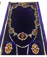 Victorian Riviere Sterling silver BIG Golden Topaz Paste necklace earrin... - $58,141.99 MXN