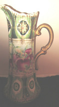 Antique Hand-Painted Nippon Ewer Pitcher Porcelain Footed Vase 16&quot; tall - £116.89 GBP