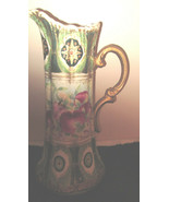 Antique Hand-Painted Nippon Ewer Pitcher Porcelain Footed Vase 16&quot; tall - $148.65