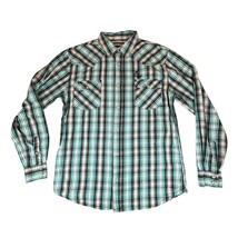Cody James Shirt Mens Large Black Teal Grey Plaid Saddle Ranch Western B... - $16.99