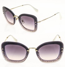 MIU MIU REVEAL Glitter 02T Gold Purple Mirror Gradient Rimless Sunglasses MU02TS - £261.27 GBP