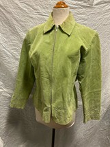 Vintage Lisa International Green 100% Suede Jacket Women’s Medium ZipUp - £27.63 GBP