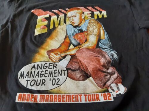 Primary image for EMINEM Anger Management Tour 2002 Men's Black Shirt Large Vintage Mint Rap God