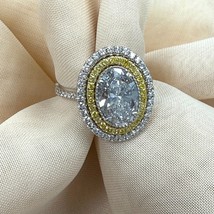 Coupe Ovale 2.09 CT D-VVS2 Igi Labo Grown Fiançailles Diamant Halo Bague... - $2,079.59