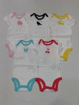 Carters 5 Pack Bodysuits Girls 3 or 6 Months Simple Designs - $5.95