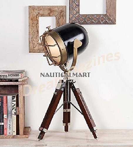 Nautical Spot Search Light Lamp Tripod Stand - Spot Table Lamp Collectible Decor