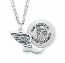 St. Christopher Track Sterling Silver Medal Necklace - £47.67 GBP