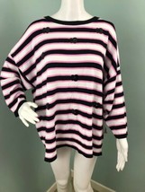 NWT Women&#39;s ELLE 3/4 Dolman Sleeve Striped Embellished Sweater Sz XL Extra Large - £15.65 GBP