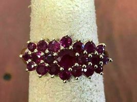 14K Yellow Gold Over Round Cut 2.00Ct Ruby Engagement Wedding Adorable Halo Ring - £80.93 GBP