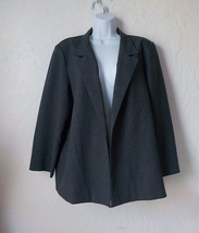 Vintage Donnkenny Gray Open Blazer Women size 18 Minimalist 100% Polyester USA - £12.39 GBP