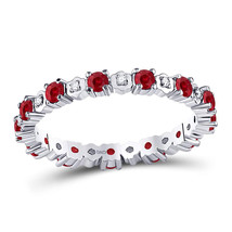 10kt White Gold Womens Round Ruby Diamond Eternity Stackable Band Ring  Cttw - £362.72 GBP
