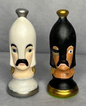Duncan Chess Mold Ceramic Painted Pawn Set of 2 Black White Silver Gold ... - £13.16 GBP