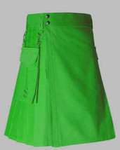 Green Detachable Pockets Utility Kilt - $654.29 MXN