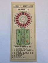 Vintage Casino de Monte Carlo Roulette Rules and Scorecard in French Unused - $18.80