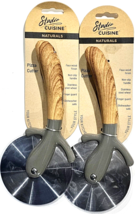 2 Pack Studio Cuisine Naturals Pizza Cutter Faux Wood Finish Dishwasher ... - £18.87 GBP