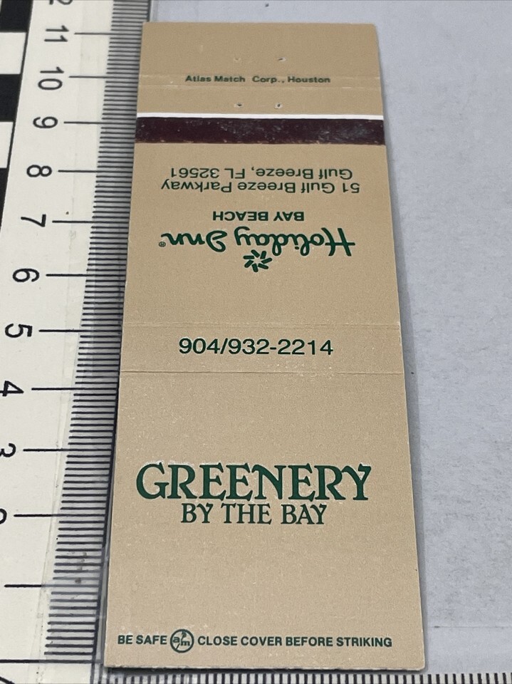 Vintage Matchbook Cover  Greenery By The Bay  Gulf Breeze, FL  gmg  Unst... - $12.38