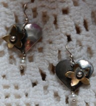 Sterling Brass Pearl Heart Earrings (pierced) by Gardella - £23.18 GBP