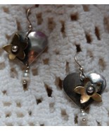 Sterling Brass Pearl Heart Earrings (pierced) by Gardella - £23.12 GBP