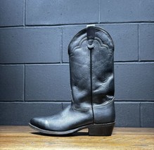 Black Leather Western Cowboy Boots Men’s Sz 10 EE - £43.21 GBP