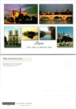 France Paris Notre Dame Catholic Church &amp; Banks of Seine River Vintage Postcard - £7.49 GBP
