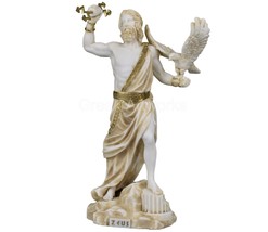 ZEUS King of Gods &amp; Sky With Thunderbolt Greek Roman Statue Sculpture Figure - £38.34 GBP