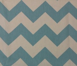 Ballard Design Chevron Stripe Spa Blue Cream Multiuse Fabric By The Yard 54&quot; W - £9.38 GBP