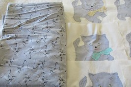 8 Kitten with bow quilt blocks plus 3 yards of grey cotton fabric kitten... - $60.00