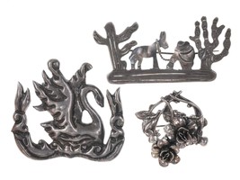 3 1940&#39;s sterling silver brooches - £130.10 GBP