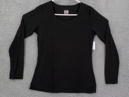 32 Degrees Heat One Womens Shirt Sz L Long Sleeve Scoop Neck Black Stretch Nwt - £7.98 GBP