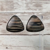 Vintage Clip On Earrings Stunning Brown &amp; Black Tone Triangle Statement - £12.54 GBP