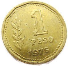 Argentina 1 Peso 1975 XF Radiant Sunface - £11.82 GBP